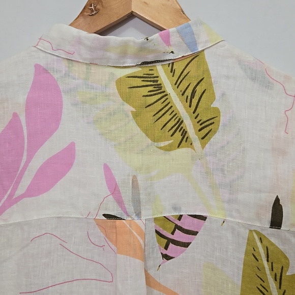 Cynthia Rowley 100% Linen Tropical Print Buttin Down Camp Shirt Size M  Resort - Picture 10 of 12